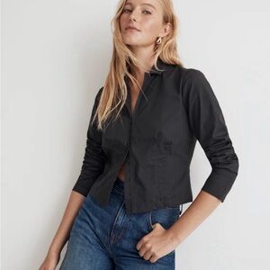 Madewell Black Hook-Front Shrunken Shirt